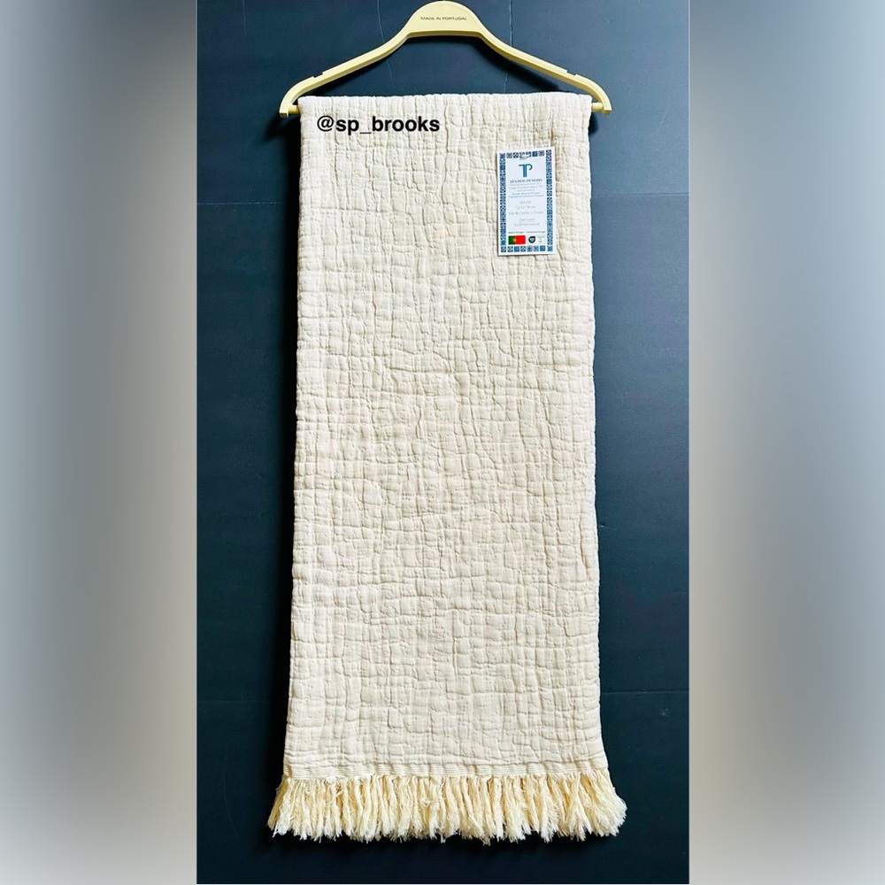 🎁Texteis Penedo Throw Blanket  - Oatmeal - Cotton Made in Portugal Throw